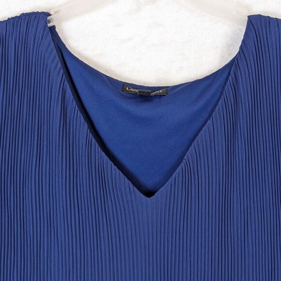 Lane Bryant Women Plus size 20 Pleated Navy Blue Sleeveless Top Flowy Office - Picture 2 of 11